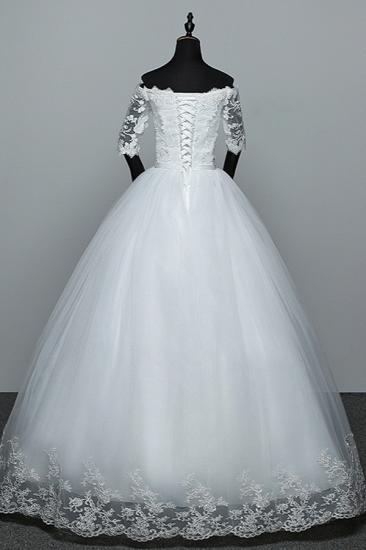 Bradyonlinewholesale Gorgeous Off-the-Shoulder Sweetheart Wedding Dress Tulle Lace White Bridal Gowns with Half Sleeves_2