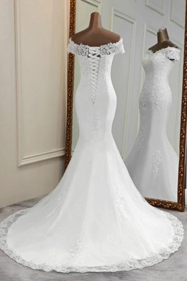 Bradyonlinewholesale Glamorous Sweetheart Lace Beading Wedding Dresses Short Sleeves Appliques Mermaid Bridal Gowns_2