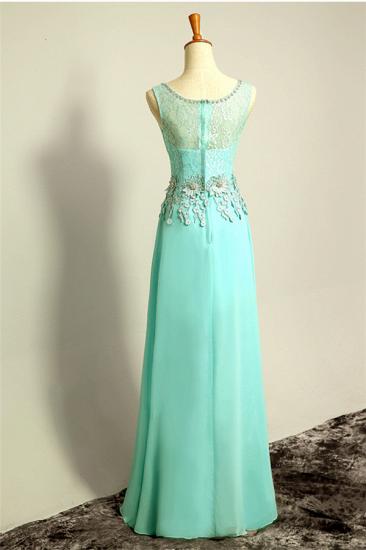 Ice Blue Floor Length Lace Prom Gowns Applique Sexy Charming Evening Dresses_2