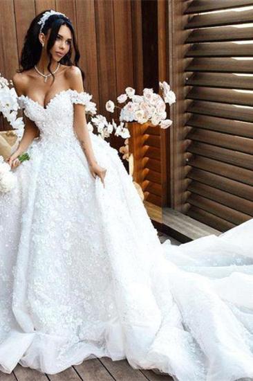 Off The Shoulder Appliques Luxury Wedding Dresses Princess Ball Gown Sexy Bride Dress_3