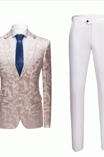 Unique Printed Champagne Pink Notched Lapel Mens Suits for Prom_3