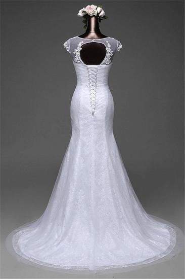 Bradyonlinewholesale Glamorous Lace Jewel White Mermaid Wedding Dresses with Beadings Online_2