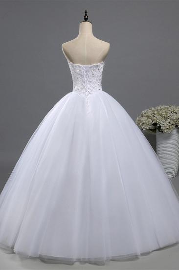 Bradyonlinewholesale Chic Strapless Sweetheart Tulle Lace Wedding Dresses Sleeveless Appliques Bridal Gowns with Beadings_2