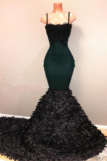 Black Mermaid Prom Dresses | Spaghetti Straps Sweep Train Evening Dresses