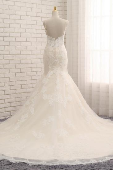 Bradyonlinewholesale Sexy Spaghetti Straps Mermaid Wedding Dresses Sleeveless Lace Bridal Gowns With Appliques Online_2