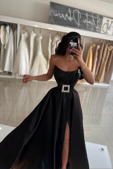 Simple Evening Dresses Long Black Prom Dresses Cheap_2