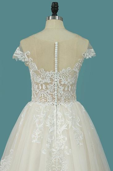 Bradyonlinewholesale Elegant Jewel Tulle Lace Wedding Dress Sleeveless Appliques Ruffles Bridal Gowns Online_4