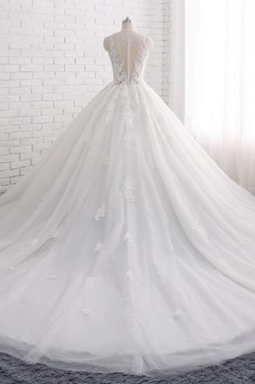 Bradyonlinewholesale Elegant Straps Sleeveless White Wedding Dresses With Appliques A line Tulle Bridal Gowns On Sale_2