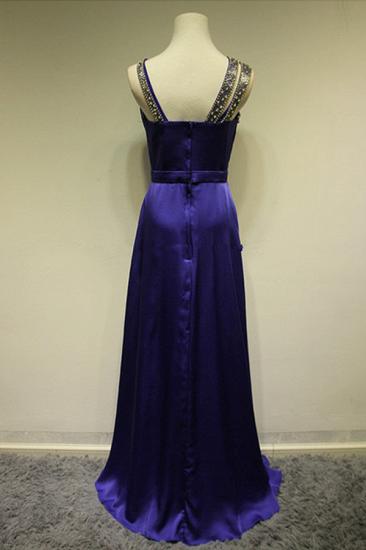Purple OPen Back Beading Elegant Evening Dresses Sweep Train Bowknot Zipper Long Prom Party Dresses_2