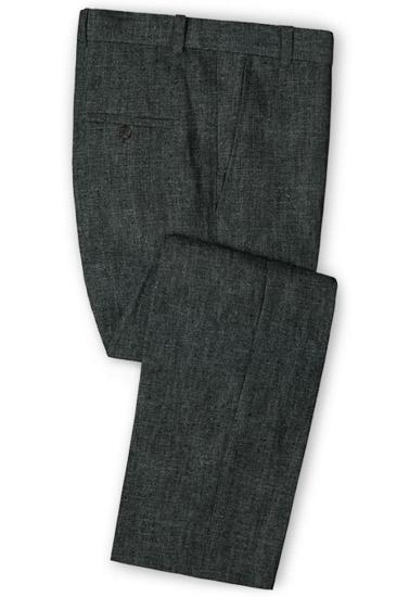 Dark Grey Two Piece Mens Suit | Formal Business Linen Tuxedo Online_3