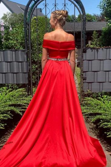 Off Shoulder Red Satin Long Evening Gown_2
