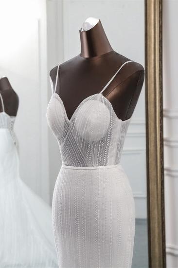 Bradyonlinewholesale Sexy Tulle Spaghetti Straps Mermaid White Wedding Dresses with Rhinestones Online_4
