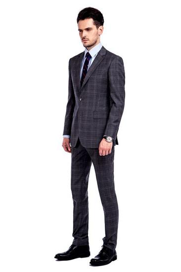 Custom Checked Dark Grey Mens Formal Suit_2