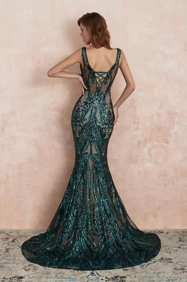 Stylish V-Neck Sleeveless Mermaid Prom Maxi Gown with Glitter Sequins Appliques_2