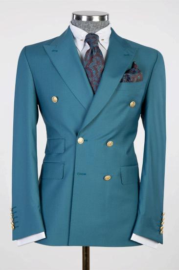 Stylish Blue Point Collar Two-Piece Men's Suit_1
