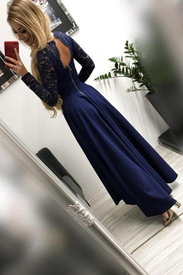 Sexy Long Sleeves Hi-Lo Evening Party Dress V-Neck Long Prom Dress_3