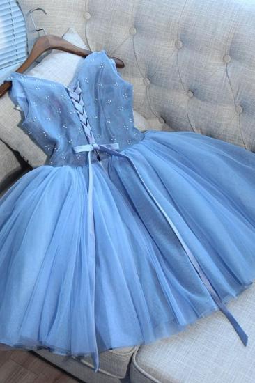 Elegant V-Neck Sleeveless Short Homecoming Dresses | Blue Appliques Hoco Dress Cheap_3