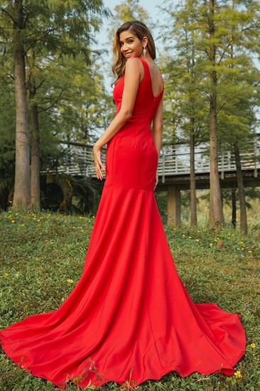 Red V-Neck Long Evening Dress | Simple Evening Dress_2