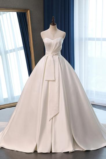 Bradyonlinewholesale Elegant Sweetheart White Satin Wedding Dress A-line Ruffles Bridal Gowns On Sale_6