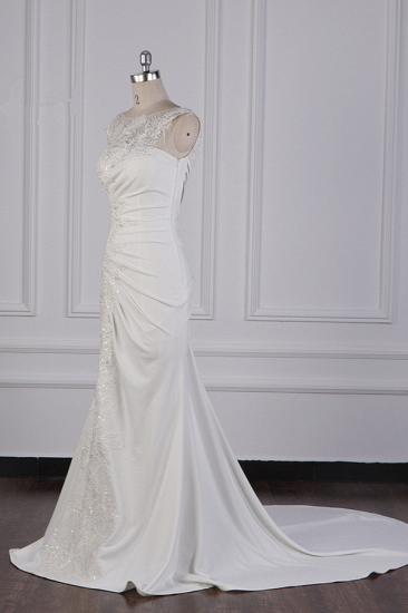 Bradyonlinewholesale Gorgeous Jewel Mermaid Satin Wedding Dress Sleeveless Ruffles Appliques Beadings Bridal Gowns Online_2
