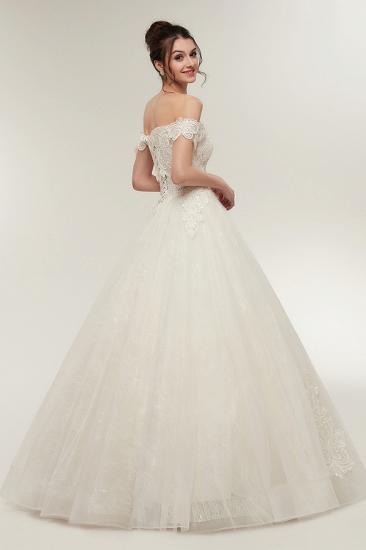 A-line Off-shoulder Sweetheart Floor Length Lace Appliques Wedding Dresses with Lace-up_9