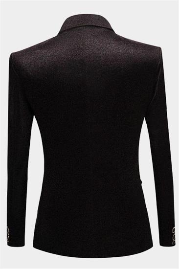 Glamorous Black Sequin Blazer | Peak Lapel One Button Men Suits_2
