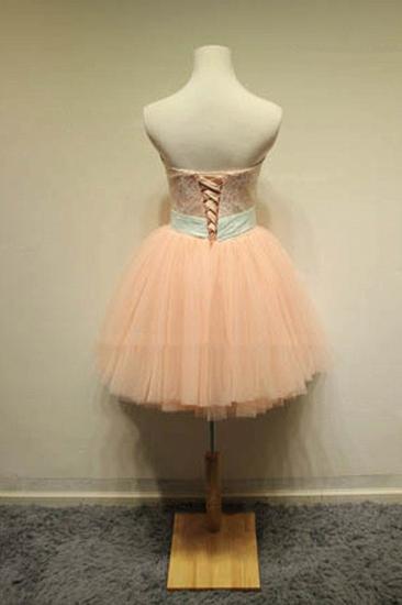 Cute Sweetheart Lace Tulle Short Cocktail Dresses with Bowknot Lace-up Pink Homecoming Dresses for Juniors_2