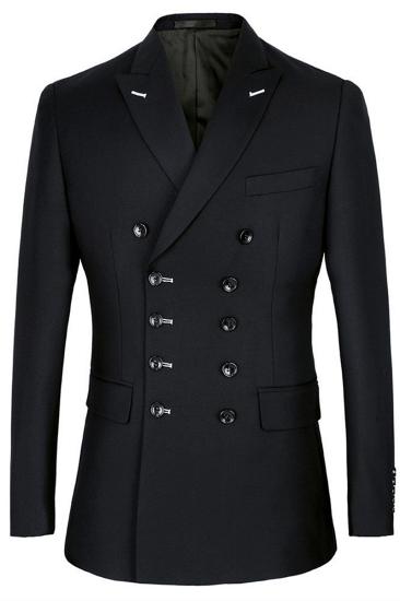 Morgan Handsome Black Slim Fit Double Breasted Business Mens Suit_1