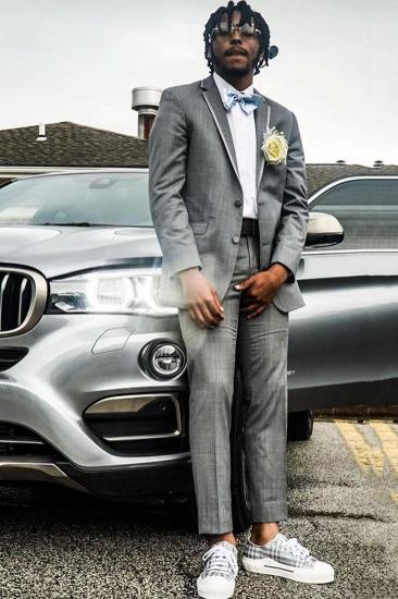 Verne Gray Notched Lapel Close Fitting Prom Suits_1