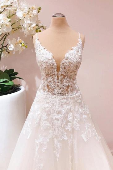 The new shoulder strap A-line and floor-length lace wedding dress_2