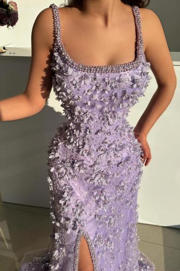 Square Neckline Satin Beading Appliques Lace Column Prom Dresses_2