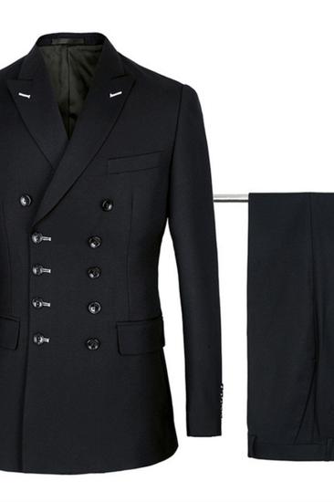 Morgan Handsome Black Slim Fit Double Breasted Business Mens Suit_2