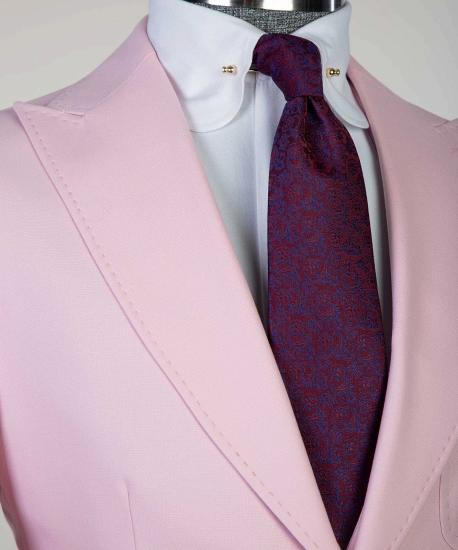 Pink Pointed Lapel Three Piece Best Fit Men's Suit_3