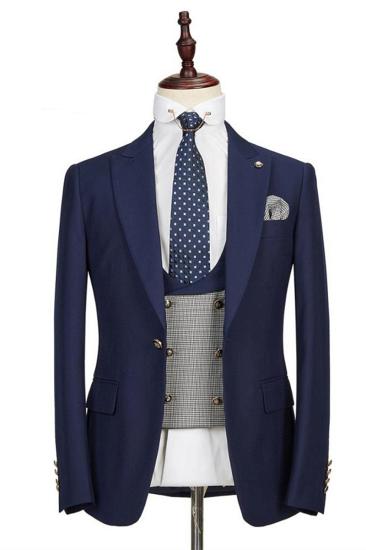 Maddox Navy Blue Peaked Lapel Formal Business Men Suits Online_1