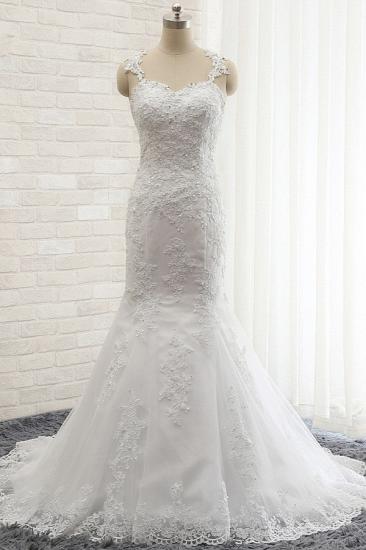 Bradyonlinewholesale Elegant Straps Sweetheart Lace Wedding Dress Sexy Backless Sleeveless Appliques Bridal Gowns with Beadings_1