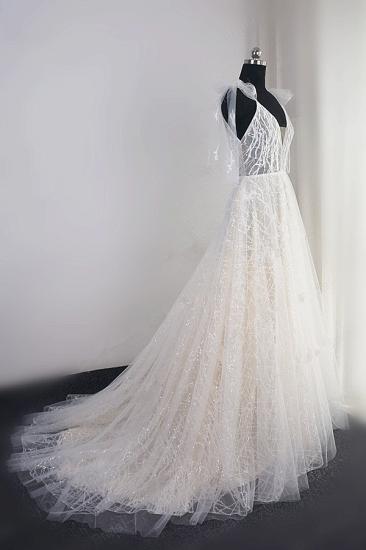 Bradyonlinewholesale Gorgeous Spaghetti Straps Tulle Wedding Dress Beading V-Neck Sleeveless Bridal Gowns Online_3