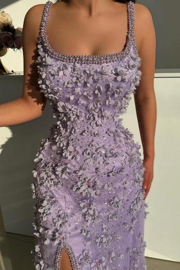 Square Neckline Satin Beading Appliques Lace Column Prom Dresses_3