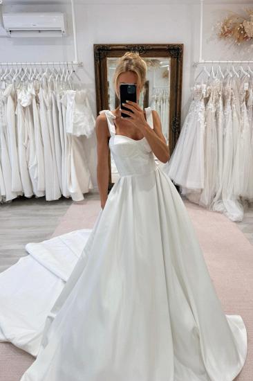 Classy Sweetheart Satin Lace up A-Line Wedding Dresses with Train