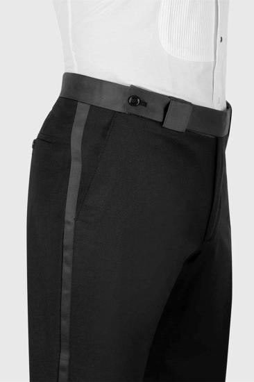 Steward Black Peaked Lapel Double Breasted Prom Suits With Gold Beading_3