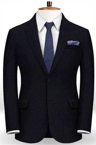 Dark Blue Latest Two Piece Mens Suit | Mens Business Notch Lapel Tuxedo_1