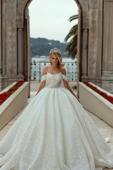 Gorgeous A-Line Princess Wedding Dress | Glittering Sleeveless Wedding Dress_1