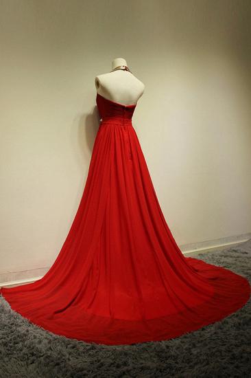 Halter Red Crystal Evening Dresses Tulle Luxurious Custom Made Charming Party Gowns_5