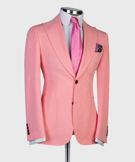 Trendy Pink Pointed Lapel three Piece Slim Fit Men for Prom_4