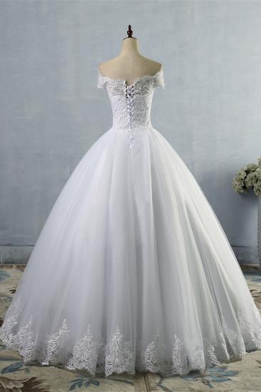Bradyonlinewholesale Affordable Off-the-Shoulder Lace Tulle Wedding Dress Short Sleeves White Bridal Gowns On Sale_2