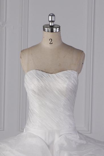 Bradyonlinewholesale Stylish Organza Strapless White Wedding Dress Ruffles Sleeveless Bridal Gowns On Sale_4