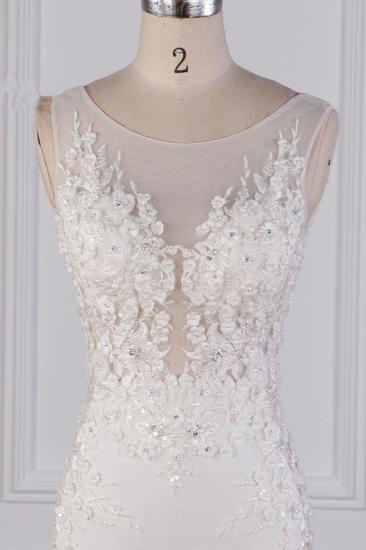 Bradyonlinewholesale Glamorous Jewel Tulle Lace Wedding Dress Sleeveless Appliques Beadings Bridal Gowns Online_4