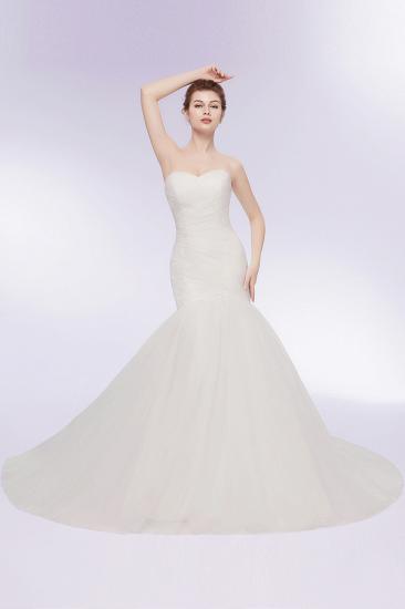 Mermaid Sweetheart Strapless Ivory Tulle Wedding Dresses with Lace-up_9